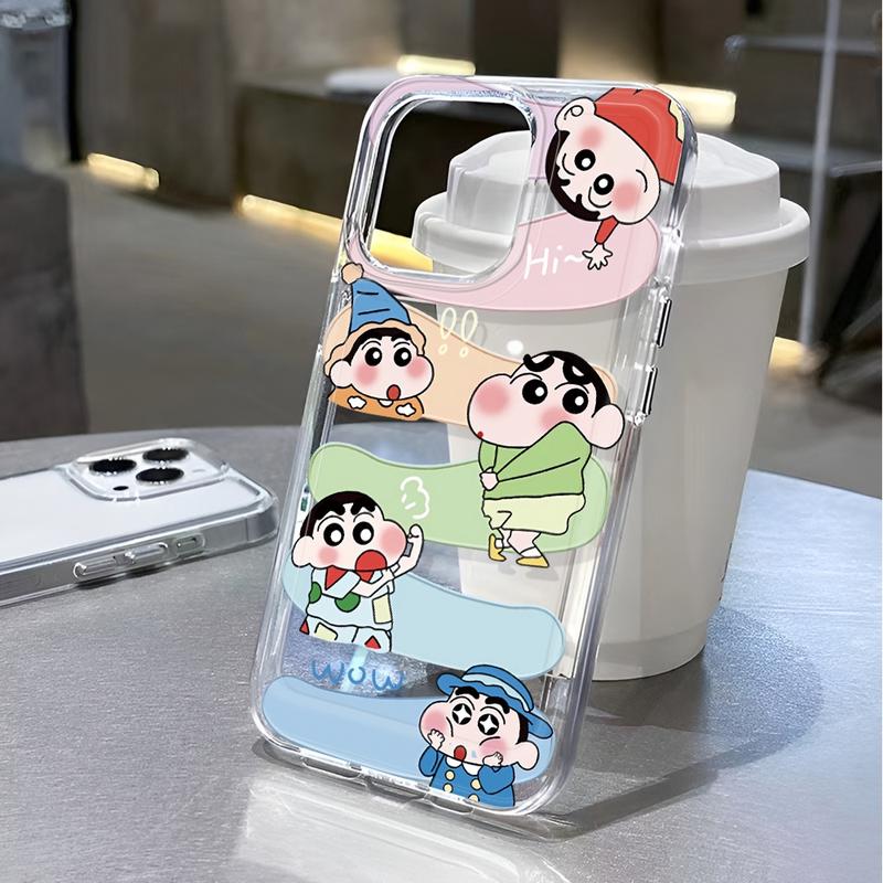 Vỏ không gian trong suốt cho iphone 15 pro max 14 11 13 12 7 8 Plus X XR XSMax phim hoạt hình bút chì màu vỏ Shin-chan