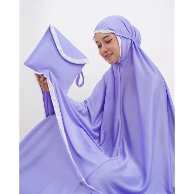 MUKENA HYGET DEWASA PREMIUM TRAVELING TAS AMPLOP Mukenah Dewasa Muslim Wanita Pouch Panjang Navy Hitam Lilac Variasi Renda 3