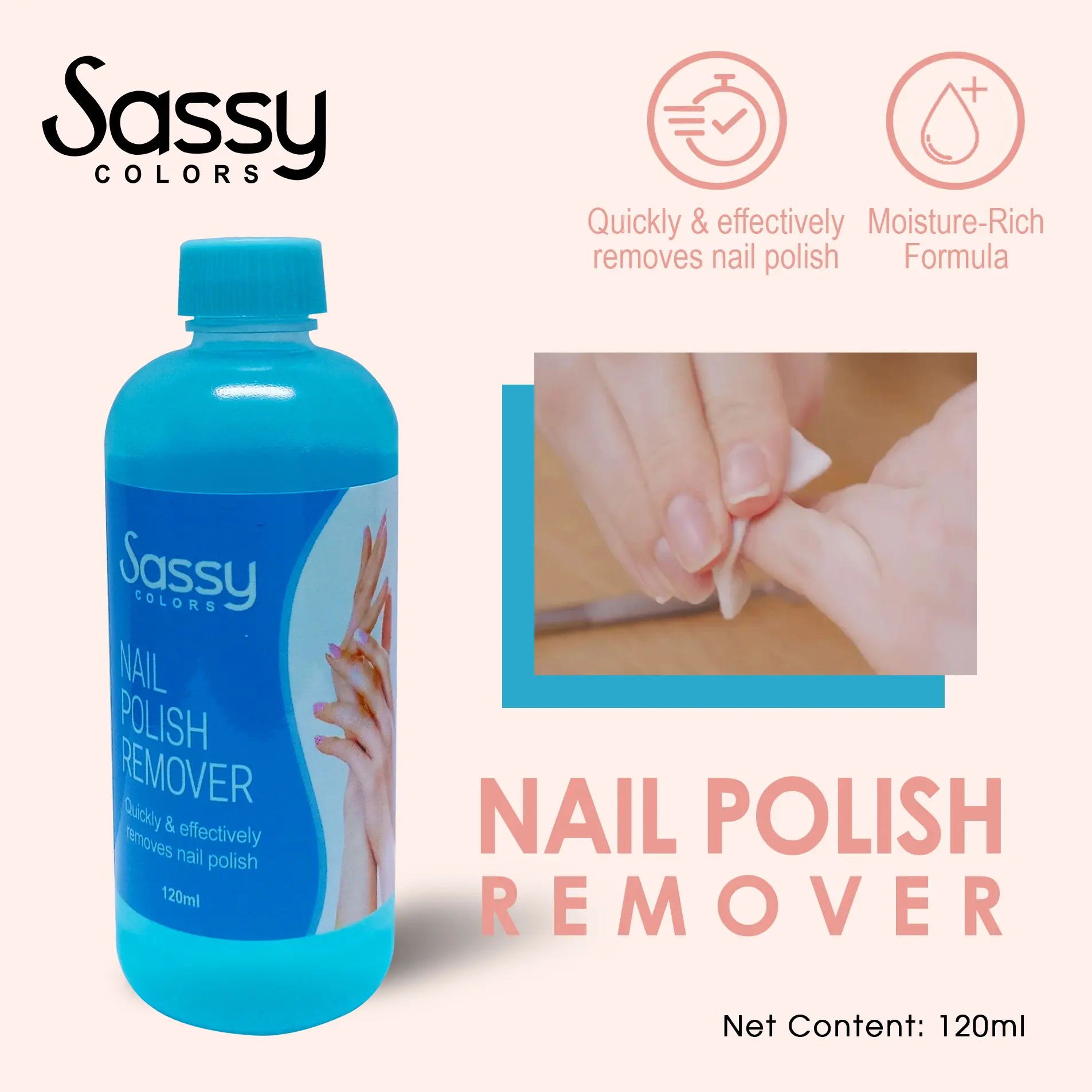 Sassy Colors Nail Polish Remover Moisture-Rich Nail Care