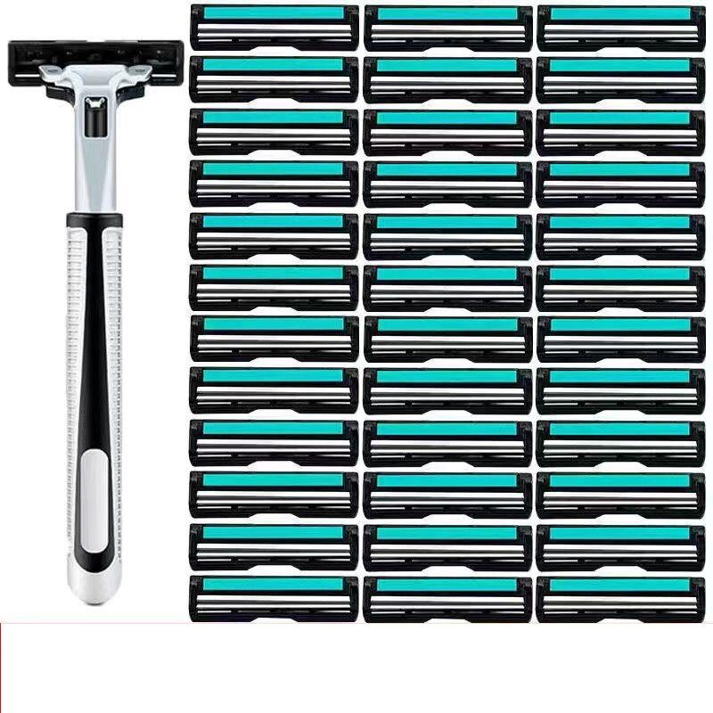 Bộ dao cạo râu và 36 lưỡi dao kép chính hiệu Luxury, tặng kèm tuýp kem cạo râu, giúp bạn cạo không đau, sảng khoái