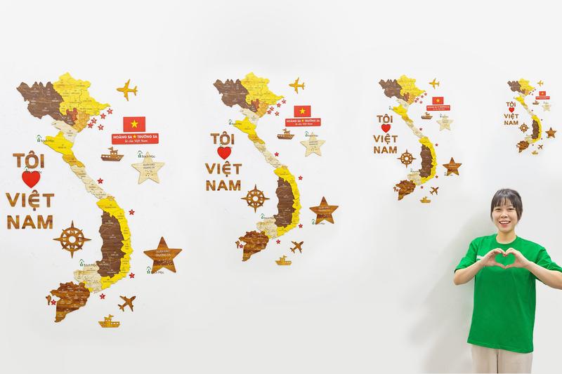 Product Introduction of [Bản Thường] Bản Đồ Gỗ Việt Nam đầy đủ Quần đảo Hoàng Sa và Quần đảo Trường Sa trang trí dán tường phòng khách, nhà cửa, công ty, bàn làm việc, trường học, cơ quan, văn phòng - đã update biển số xe 63 tỉnh thành 4