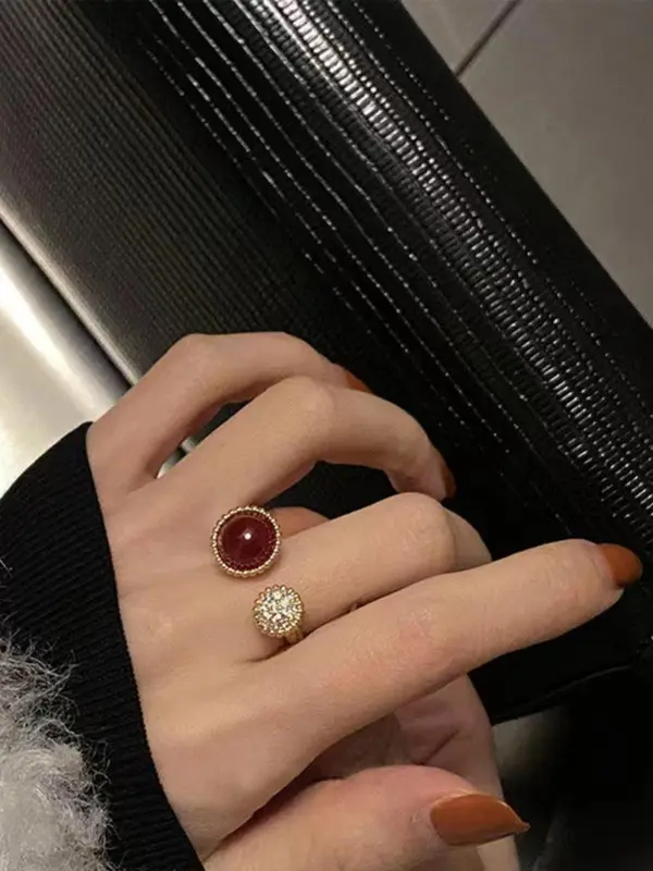 Vintage Rhinestone Decorated Ring, Elegant Jewelry for Women, Fashion Accessories for Daily Wear, Trendy All-match & Exquisite Jewelry for Birthday Gift 2