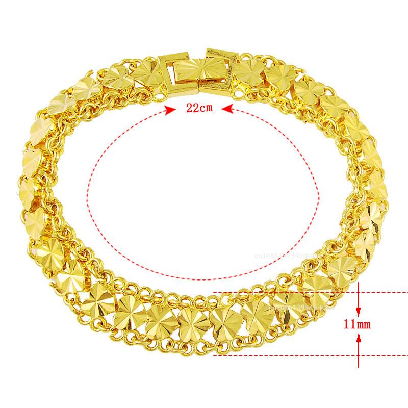 Gold Color Bracelet for Women Chain Heart Wide Chain Cuff Bangle Bracelet Wristband Wedding Jewelry Gifts 22cm 4