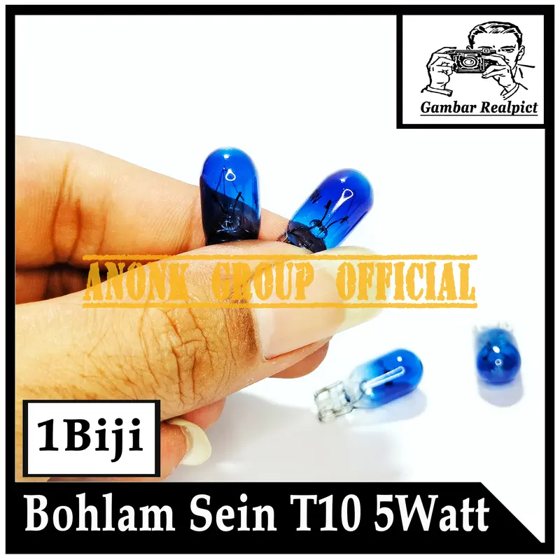 Lampu Bohlam Sein Senja T10 warna 12 Volt / Bohlam Sen Senja Spidometer 12V 5 Watt / Bohlam Colok Tancep T10 Biru 12 Volt 5 Watt 8