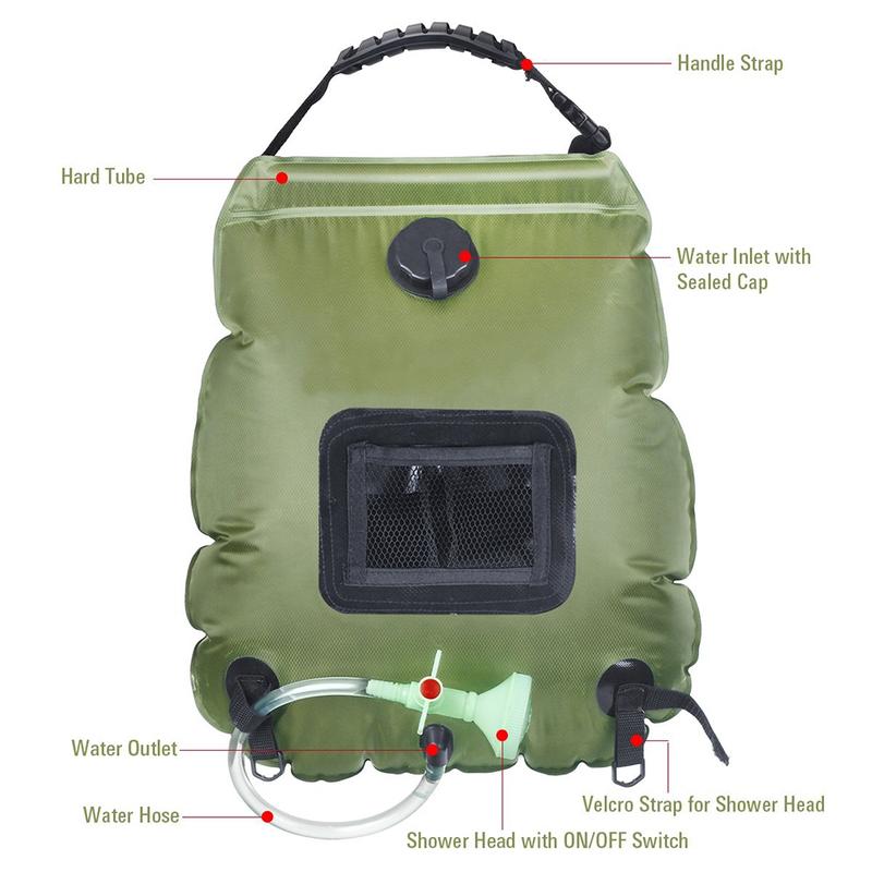 20L Outdoor Water Bag Camping Mountaineering Solar Shower Bag Portable Outdoor Bath Water Storage Bag Non- Environmental Protection Pvc Water Storage Bag 1