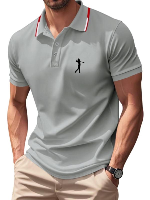 Men's Cartoon Print Mock Neck Polo Shirt, Regular Fit Casual Short Sleeve Top for Summer, Fashion Men's Clothes for Daily Wear, Tropical 6