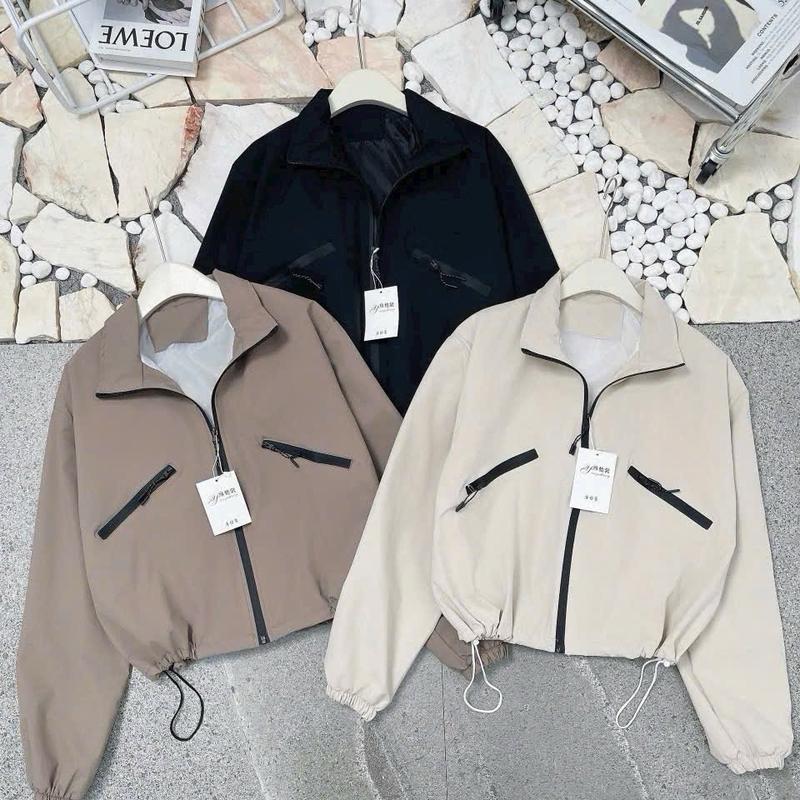Áo Khoác Gió Nữ Cổ Bẻ  Có Túi Khoá  kéo 2 Bên Phong Cách Hàn Quốc Top  Ươmen -  Jacket