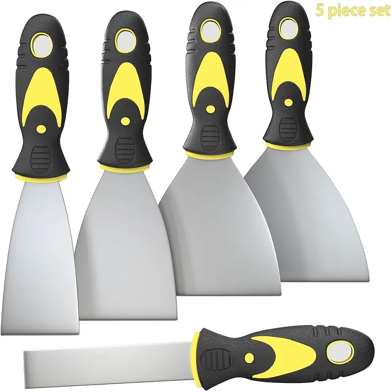 5-Piece Putty Knife Set, 1, 2, 3, 4, 5 Inches, Putty Knife, Paint Scraper, Scraper Tool, Rust-Free, Perfect For Repairing Drywall, Removing Wallpaper, Mud, Oil Painting