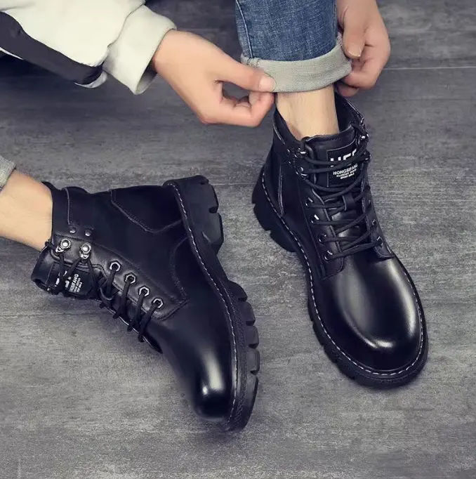 Bốt nam da lì Hàn Quốc sang trọng đế cao tôn dáng phong cách dễ vệ sinh 006 Boots 3