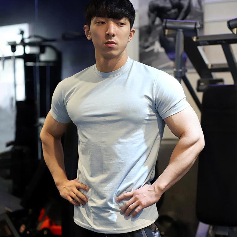 Product Introduction of 1Pcs Men's Summer Solid Color Slim Fit Elastic Loose Sports Short Sleeve 22
