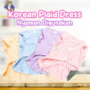 BAJU KUCING CEWEK KOSTUM LUCU - BUKIPET KOREAN PLAID  DRESS SERIES