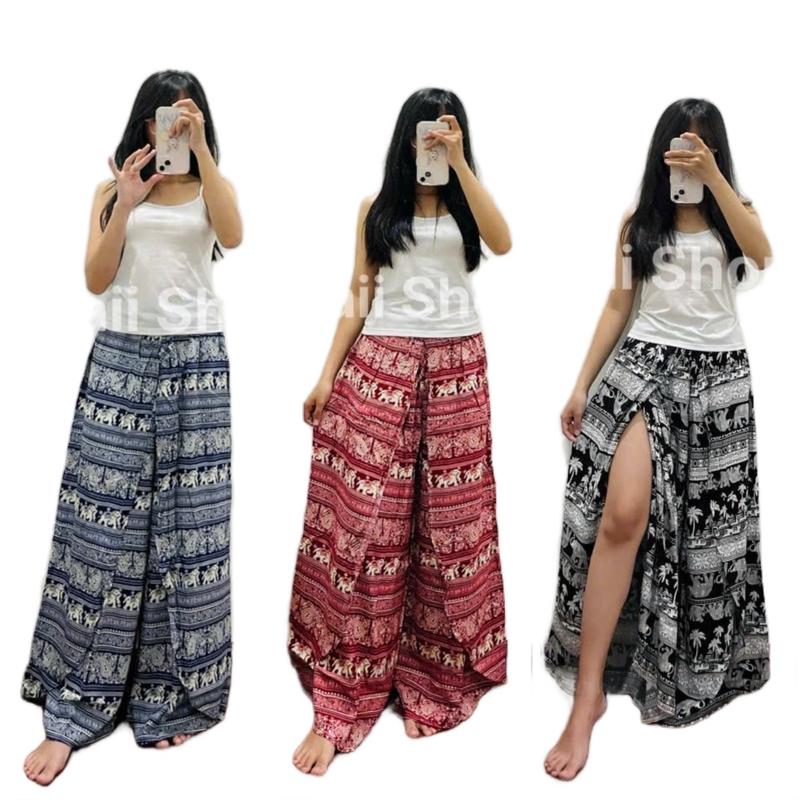  Quần thổ cẩm ống rộng   dáng váy  siêu tôn dáng dưới 75kg vải lanh 
