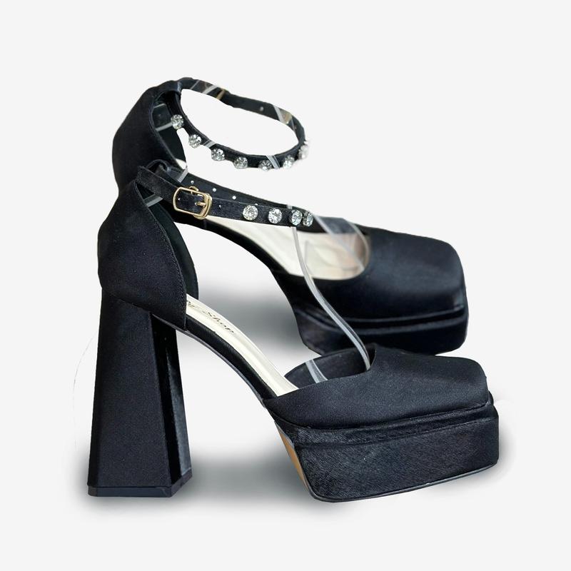 Giày Cao Gót_ Bít Mũi Vuông Đế Đúp Kép Hàng Lụa_ 12 Phân DéP Nữ Shoes Sandal Women Nhung giay  got 5