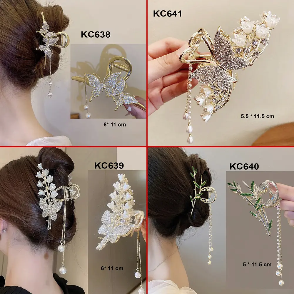 GOTI - Phụ Kiện Tóc – Kẹp Tóc Kim Loại Hàn Quốc Cỡ Lớn Hottrend Kẹp Càng Cua Cute Hình Bó Hoa Nơ Xinh Xắn Dành Cho Nữ KC612