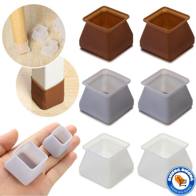 COMBO 50 Vỏ Bọc Chân Bàn Ghế Bằng Silicon Chống Xước Sàn - Miếng Lót Chân Bàn Chống Trượt - Nút Bịt Chân Bàn Chân Ghế Silicon Hình Vuông , Tròn , Cố Định Bàn