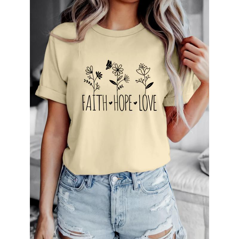 Women'S Faith Printed Round Neck Short Sleeve T-Shirt 4