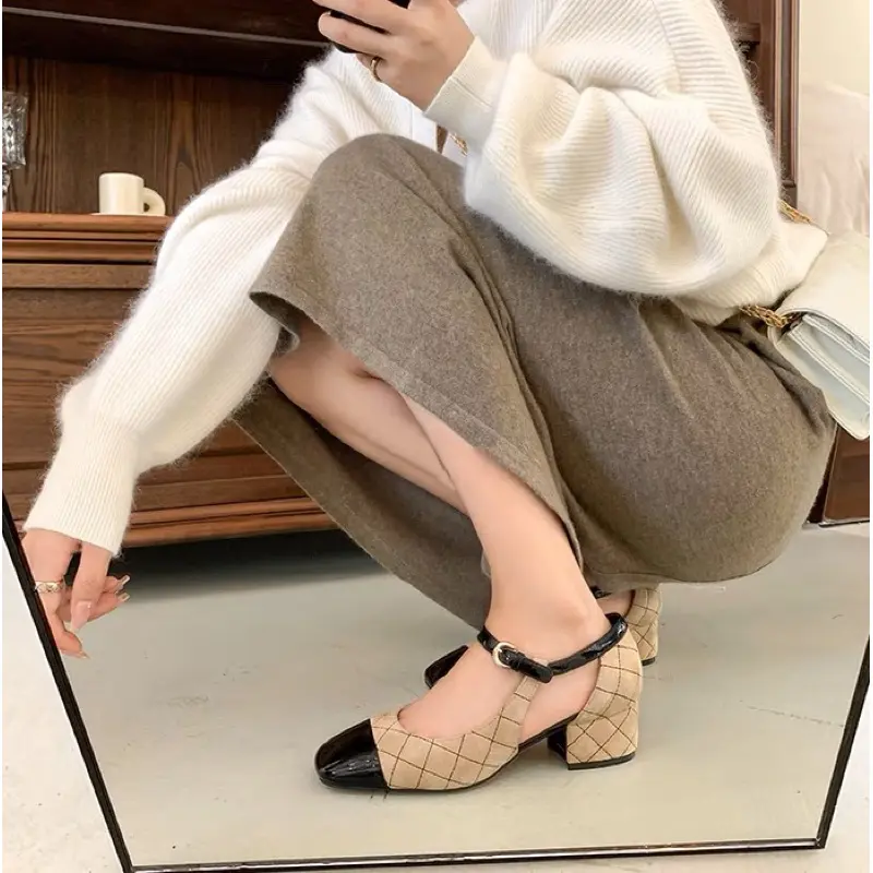 HQS02 Pretty Heels Marry Jane Wedges Wanita Import - Sepatu Sendal Wanita Import MaryJane MarryJane Sandal 5