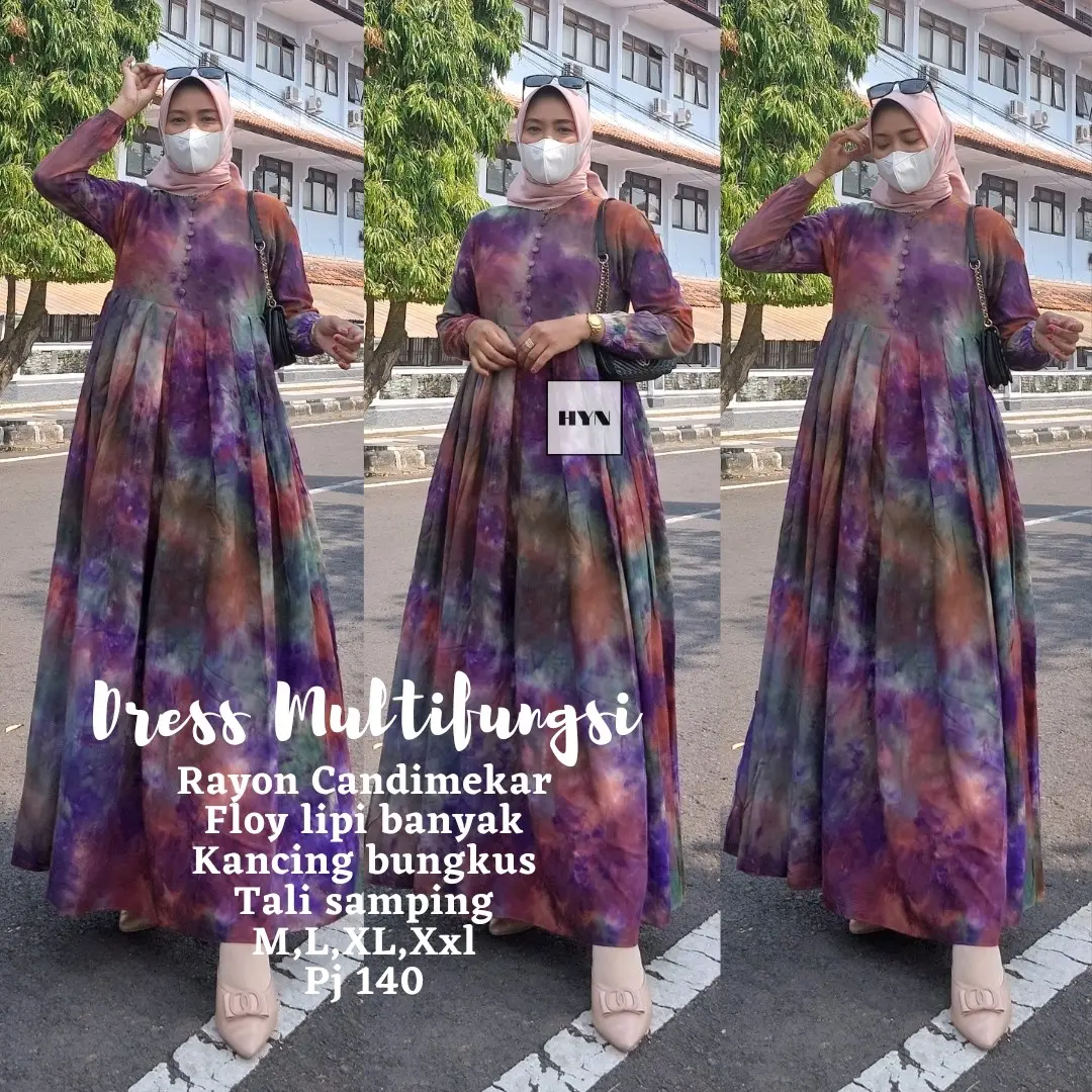 BISA COD GAMIS TWILL RAYON PREMIUM MOTIF TERBARU Bunga Polos Cantik Dress Muslim Kancing Kain Karet