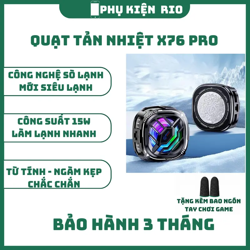 Quạt Tản Nhiệt Điện Thoại Sò Lạnh X76 PRO- LED Gaming, Nam Châm Siêu Mạnh, Làm Lạnh Cực Sâu (BH Lỗi 1 Đổi 1) Phụ Kiện quattan  nhiet sò  lạnh 0