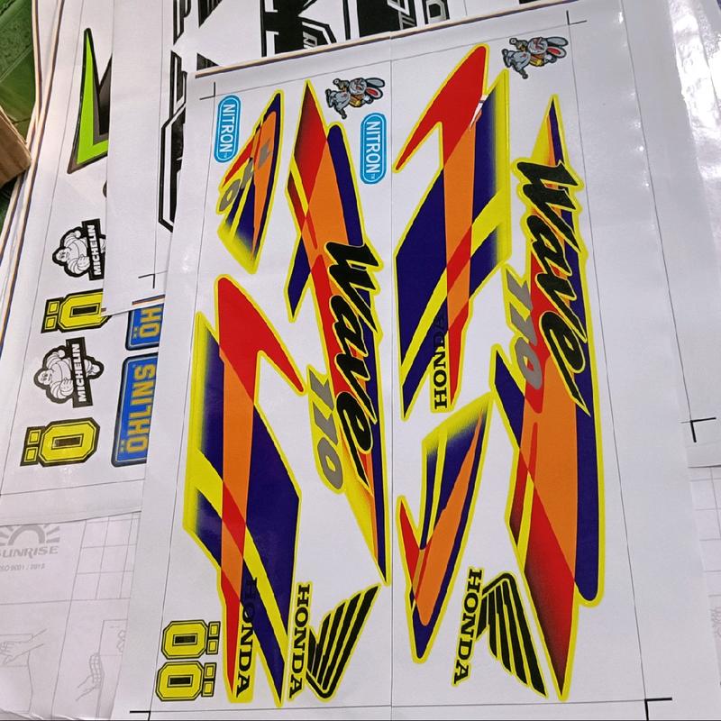  Tem rời wave 110 đỏ xanh dán xe vàng Nhãn Dán Decal 