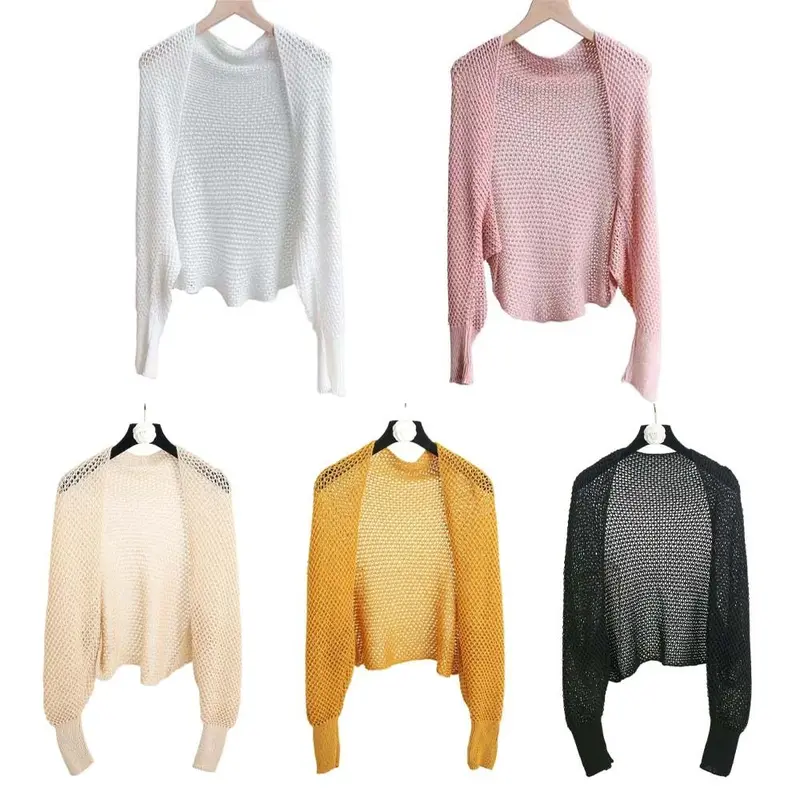 Áo Cardigan Dệt Kim, Phong Cách Thường Ngày Ngoại Cỡ, Thiết Kế Khoét Lỗ Dáng Rộng Vừa Vặn, Áo Đan Móc, Thích Hợp Đi Biển, Áo Crop Top Mỏng, Chống Nắng, Khăn Choàng Chống Nắng Dệt Kim, Lý Tưởng Cho Kỳ Nghỉ 3