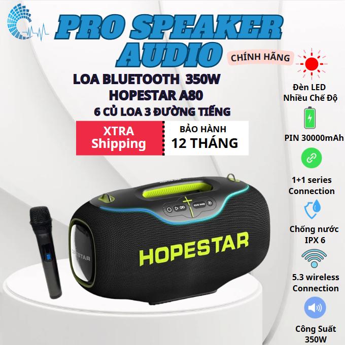 [ Tặng Nhạc ]Loa Bluetooth Hopestar A80 Mới Nhất  3 đường tiếng CAO CẤP phiên bản 2025   Âm Thanh Siêu Bass Công Suất 350W, thay đổi chế độ nhạc và đèn LED theo sở thích Nghe Nhạc Củ Loa