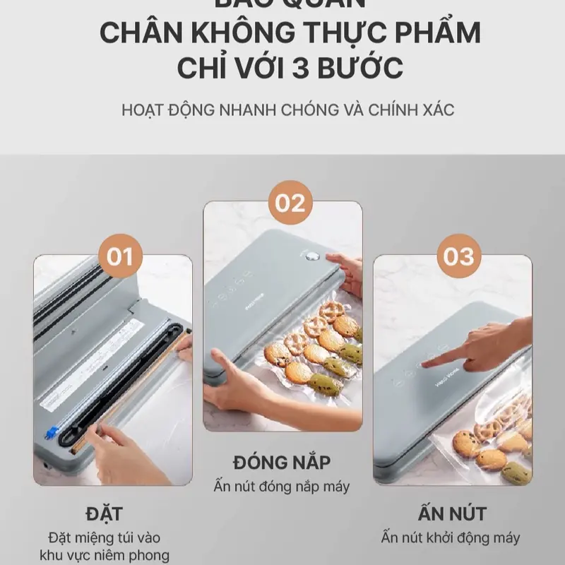 [KHÔNG KÉN TÚI] Máy Hút Chân Không Thực Phẩm Hecci Home HC3800 - Tích Hợp 2 Động Cơ Mạnh Mẽ (Hàng Mới) 2