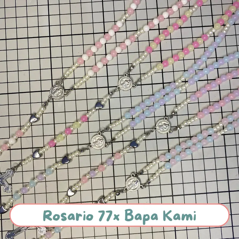 Beads Wonder Faith Rosario | Rosario 50x Kali Salam Maria | Rosario 77x Kali Bapa Kami | Rosario Gelang Blue Pink 5