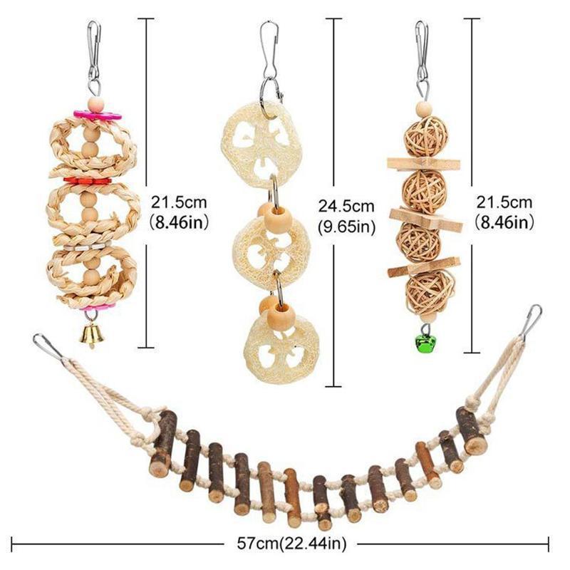 Product Introduction of Parrot chewing toys Small and medium-sized bird toys Log swing rings Bell string 18
