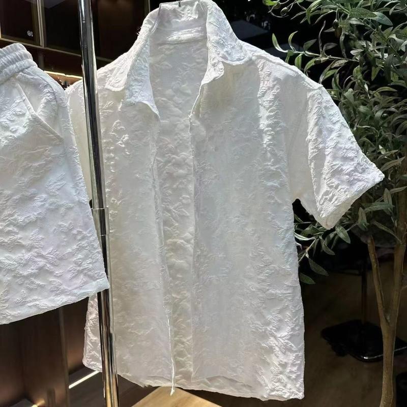 Product Introduction of Bộ Đồ Ngắn Áo Sơ Mi Và Quần Đùi, Bộ Sưu Tập Mùa Hè Mới Của Người, Mỏng Và Dập Nổi, ngắn Tay Nam, Hợp Xu hướng, Ruan Đẹp Trai Và Dáng Rộng, Thích Hợp Cho Bộ Sưu Tập 712 5
