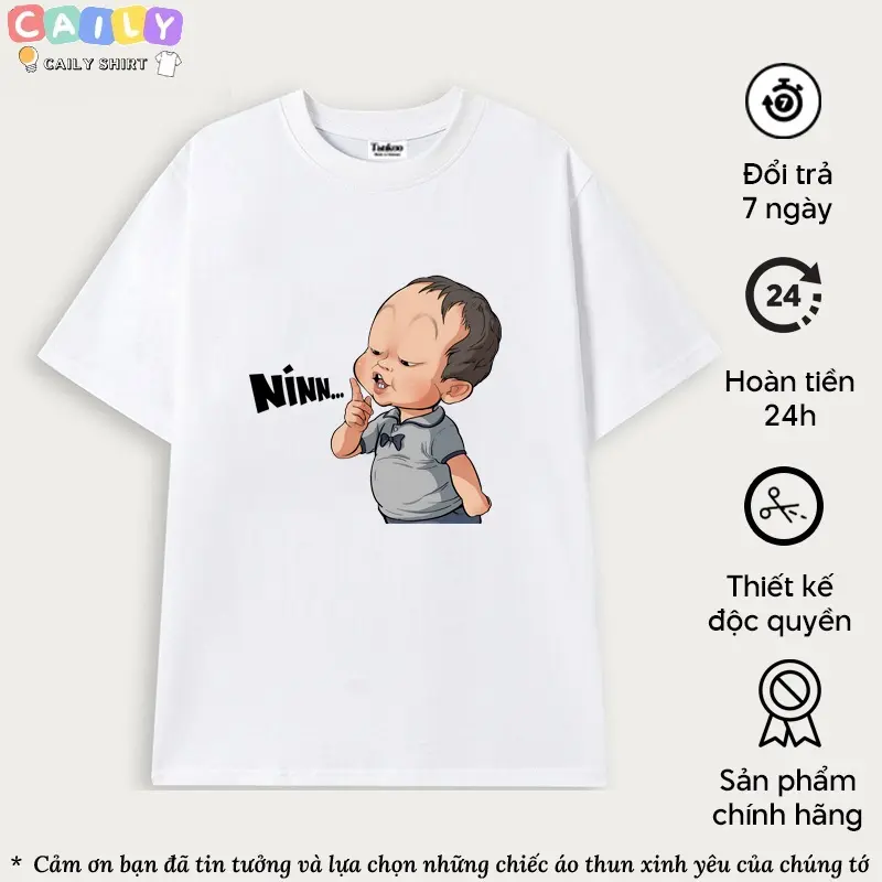 Áo thun mẫu - ở trường cô giáo nói con sao " Nín", áo phông cá tính dễ thương dành cho nam nữ - vải cotton