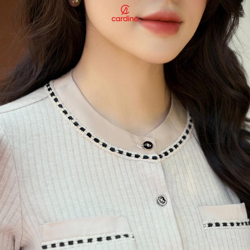 Bộ đồ nữ Cardina chất liệu len nhung thiết kế quần suông phối dây viền phong cách thanh lịch sang trọng Y25 4BTD03 9