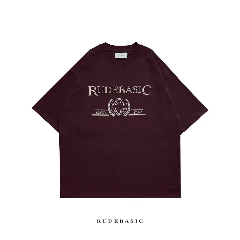 RUDEBASIC - Uni Burgundy Oversized Tee | Heavy weight | Tshirt Pria 3