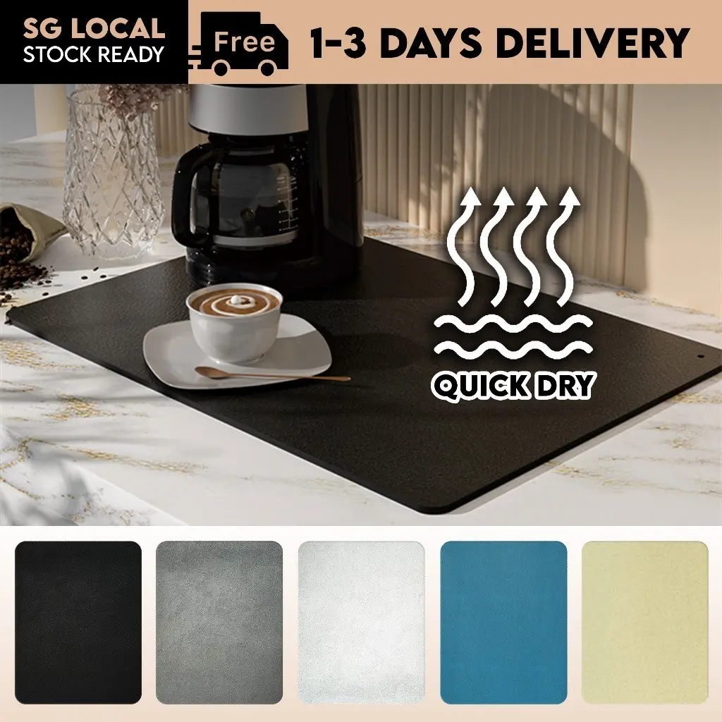 [SG STOCK] Kitchen Soft Diatomite Quick Drying Mat Anti Skid Wet Stain Fast Absorption Pad for Coffee Machine Table Coasters Tableware Cover Tear