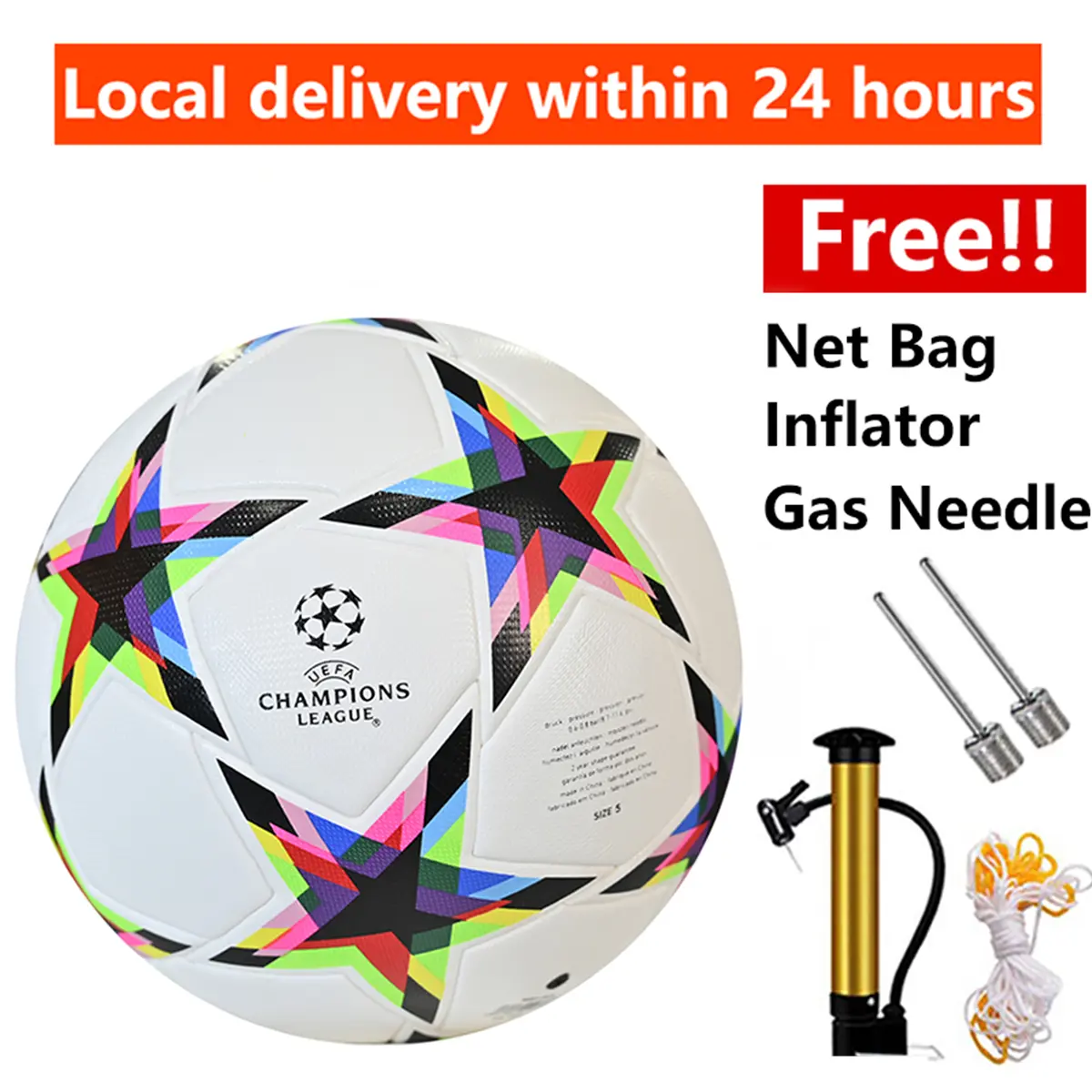 High Quality Size 5 Bola Sepak Padang AntiSlip Soft PU Leather Soccer Football