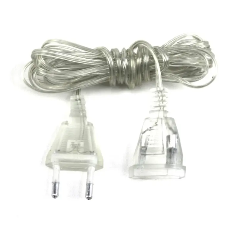 LED String Light Clear Extension Cable 5M/16FT Portable Lamp Extension Cord for String Curtain Fairy Light  Easy Install