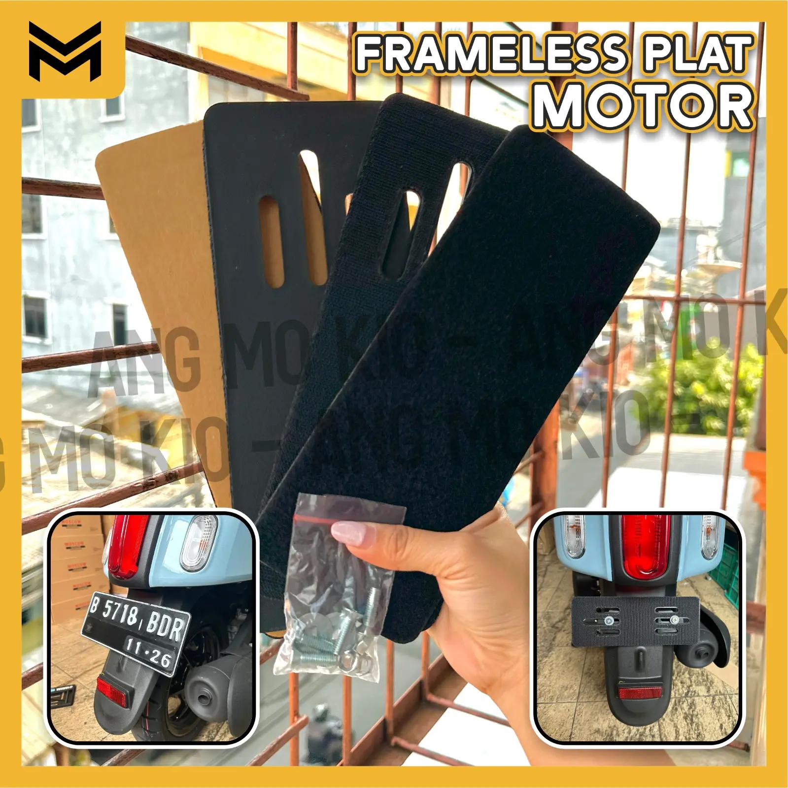 FRAMELESS PLAT NOMOR TEMPEL PNP UNIVERSAL + BAUT DUDUKAN PLAT NO FRAMELESS PLAT TATAKAN ISI 2 SET Depan + Belakang TANPA BINGKAI ANTI GETAR FRAME LESS PLATE MIO BEAT VARIO VEGA VIXION BLADE PCX NMAX FAZZIO FILANO JUPITER AEROX JUPITER Z Z1 MX F1ZR VEGA R