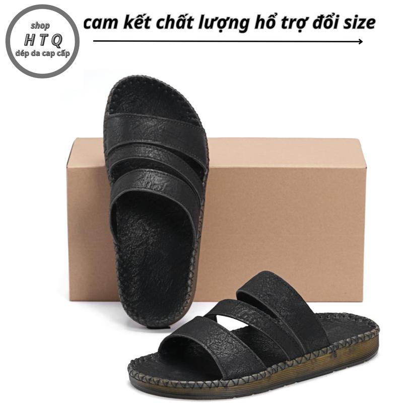 Dép da nam cap cấp Đế Đúc nguyên khối may Đế Đế thủ công chắc chắn (MSP,Dép kẹp) Đế Bằng DéP mũi tròn dép  kẹp déphand  made dép  chữ dep da depnamdep  2024 depkep  nam dép  chữ h 5
