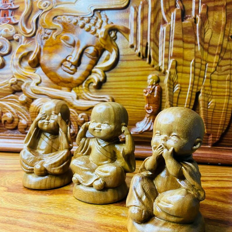 bộ chú tiểu tam không chất liệu gỗ cẩm lixa Trang Trí Decor 1