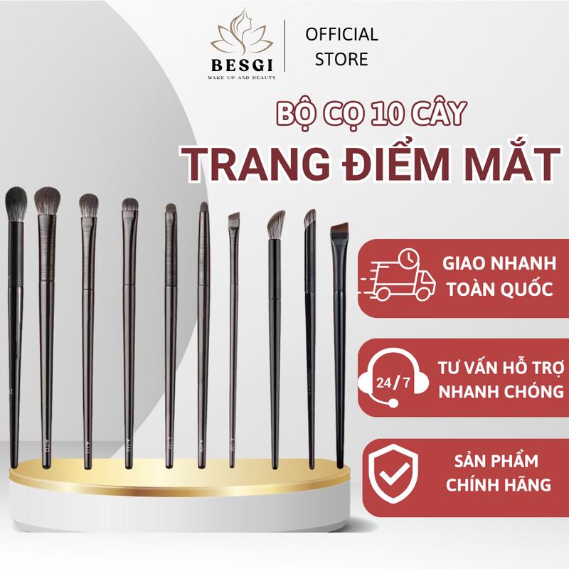Set 10 Cọ Trang Điểm Mắt, Lông Mày, Tạo Khối Makeup Cá Nhân Mềm Mịn và Bám Phấn cho Nữ Besgi beauty Cosmetics  Women