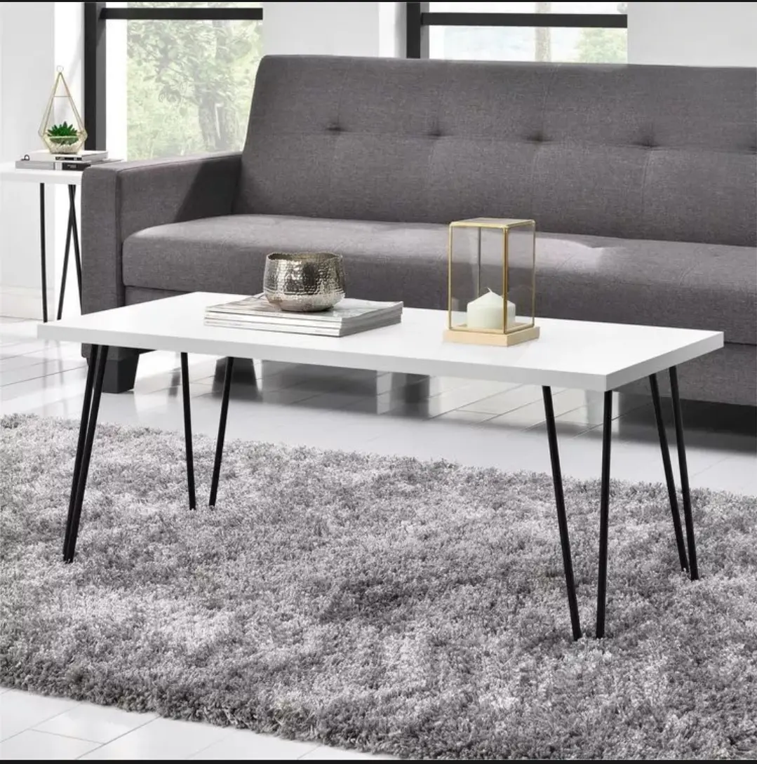 Meja tamu retro minimalis persegi panjang 60x30 meja coffe Kayu Asli Furniture Besi