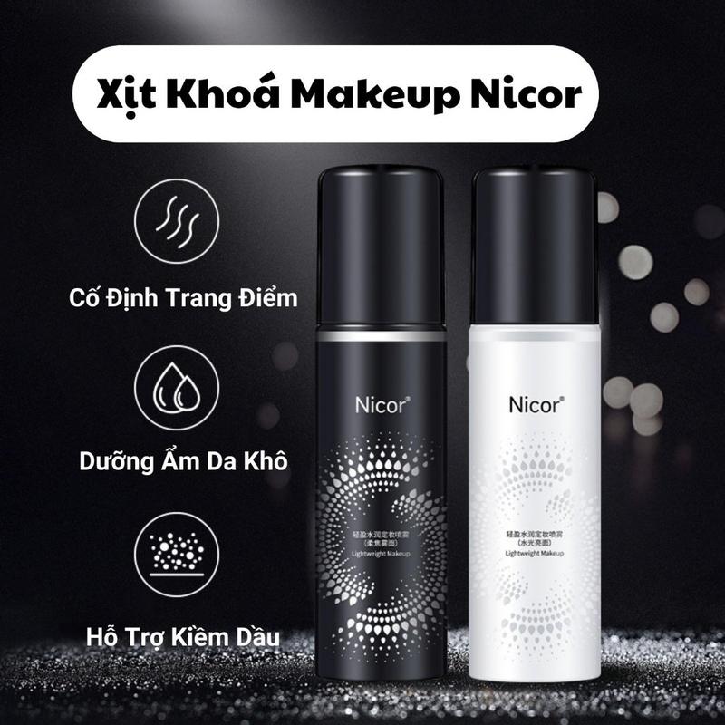  Xịt Cố Định Trang Điểm Lâu Trôi Dưỡng Ẩm Kiềm Dầu Xịt Khoá Makeup Nicor 100ml 
