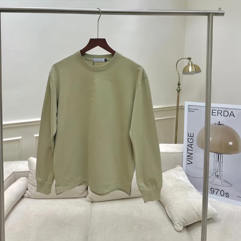 Áo thun dài tay trơn Cotton Unisex Basic U.M.A, Vạt Xẻ Tà & Thời Trang Phong Cách KOREA trẻ trung, năng động, thanh lịch ( POLOUMAOR) Menswear Top Cổ Tròn Đen Nâu