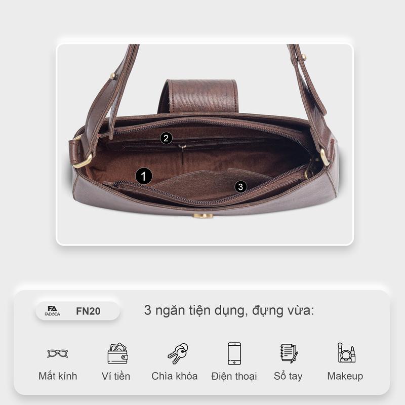 Túi nữ đeo chéo cao cấp Fadoda FN20 Bag Bag Bag Bag Bag 5