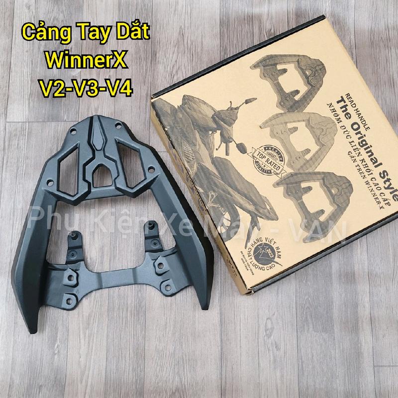 Cảng Tay Dắt Xe WINNER X V2-V3-V4 2019->2024 Nhôm Đúc Mẫu Rocket Sơn Đen Carbon