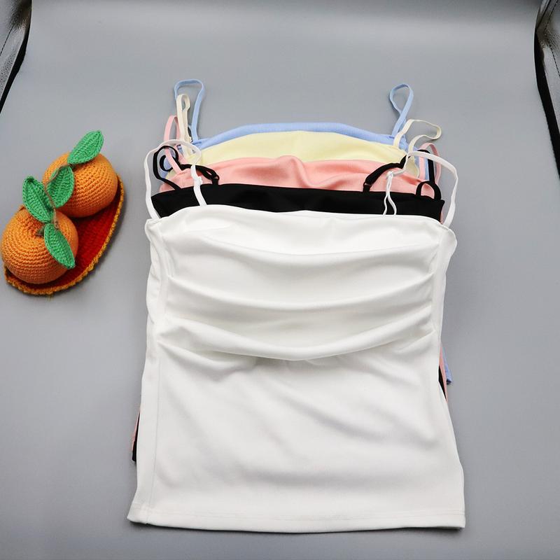 Product Introduction of Women's Pleated Suspender Vest with Chest Pad Tube Top Bottoming Top 7