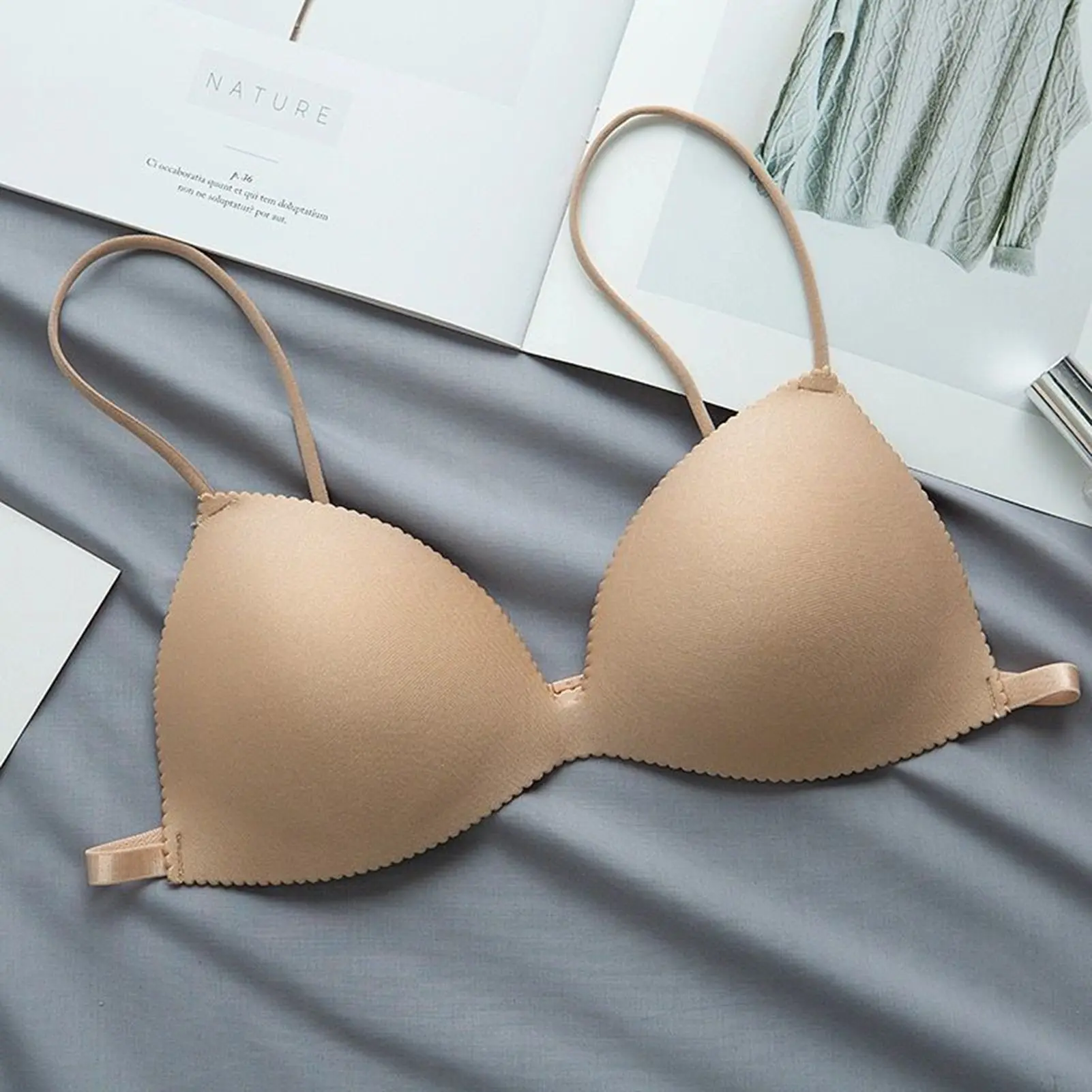 Áo Ngực Nữ Có Đóng Lưng, Dây Mảnh, Màu Trơn, Không Dây, Không Đường May, Hỗ Trợ Ngực, Thoáng Khí, Một Mảnh, Dây Đeo Vai Mỏng, Áo Ngực Nữ Có Thể Mặc Bên Trong Quần Áo