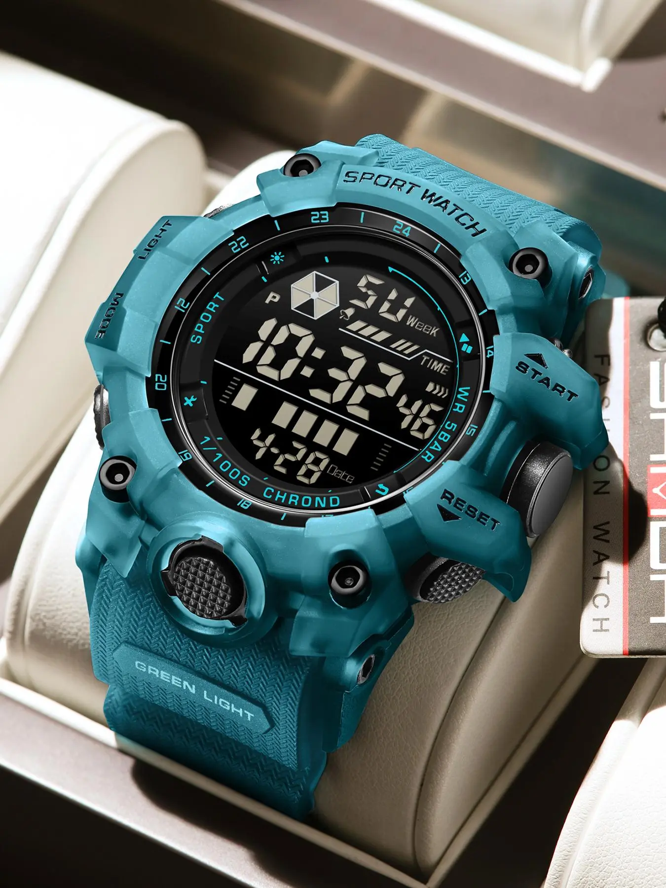 Men's Sportive Digital Watch, Fashionable Digital Watch with Luminous Dial & Alarm Mode, Waterproof Watch with Digital Display for Men