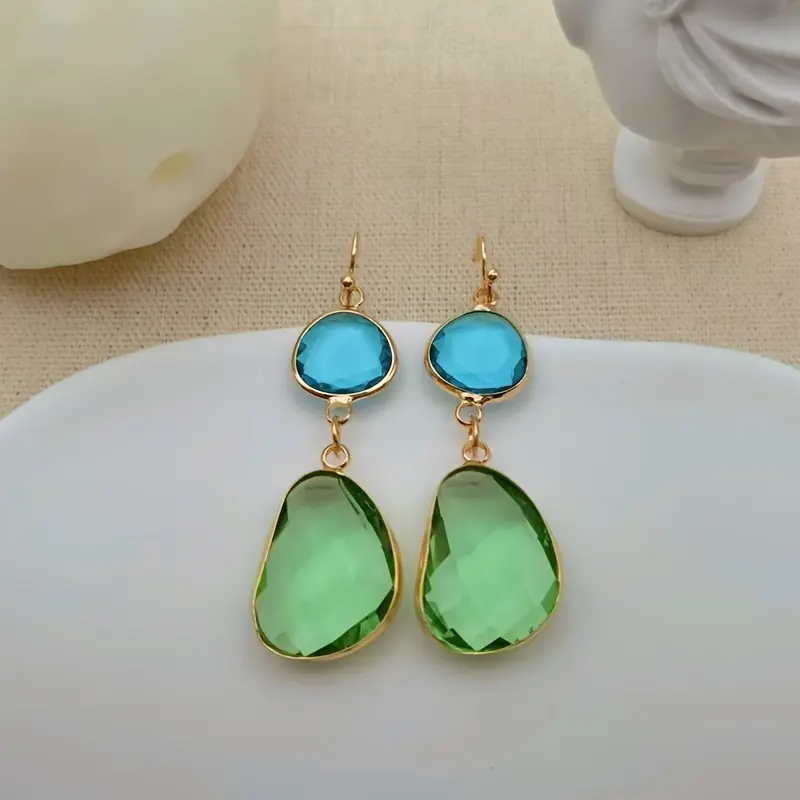 Minimalist Golden Peridot Drop Earrings for Women, Dainty Gift Engagement Wedding Anniversary 1