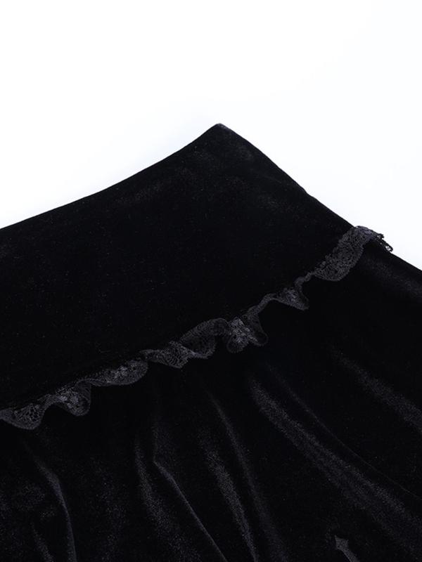 Women's Cross Print Contrast Lace A Line Skirt, Punk Gothic Fashion Mini Skirt for Daily Outdoor Wear, Ladies Bottoms for All Seasons Valentine's Day, gift 5